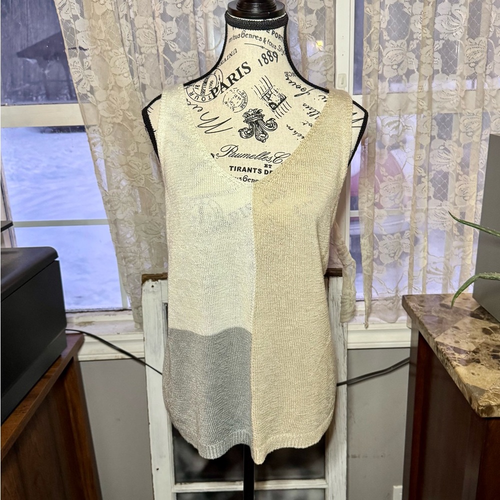 Warehouse Cream Gray Asymmetrical Tank Top
